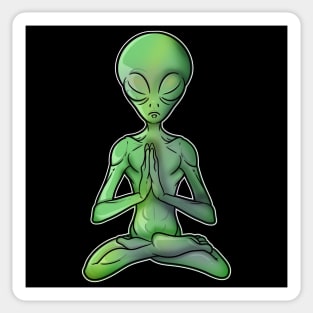 Peaceful Yoga Buddha Alien Sticker